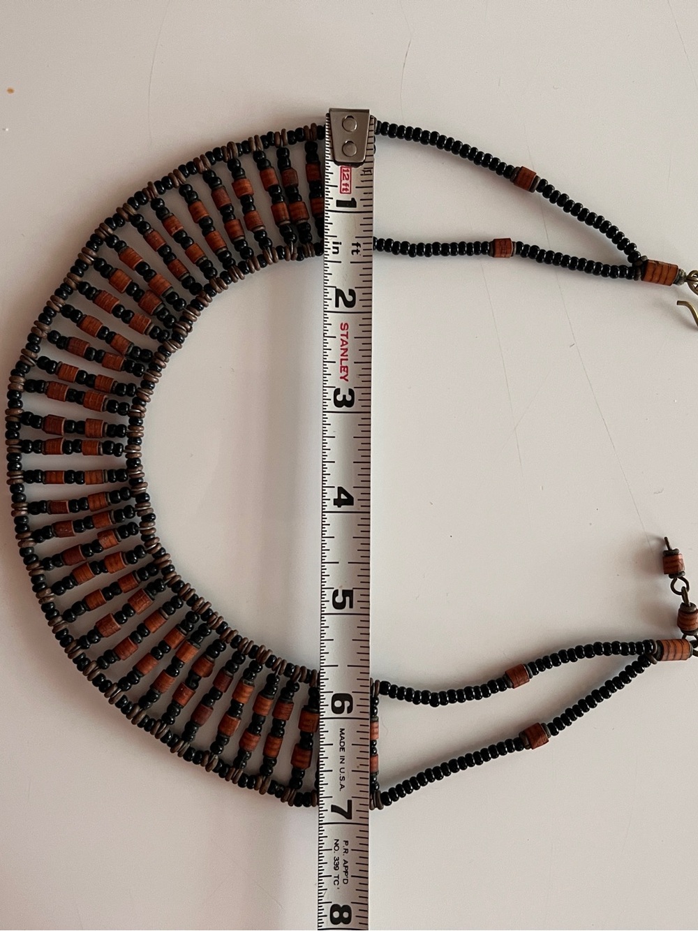 Handmade Black and Brown Beaded Statement Necklace - Picture 4 of 4